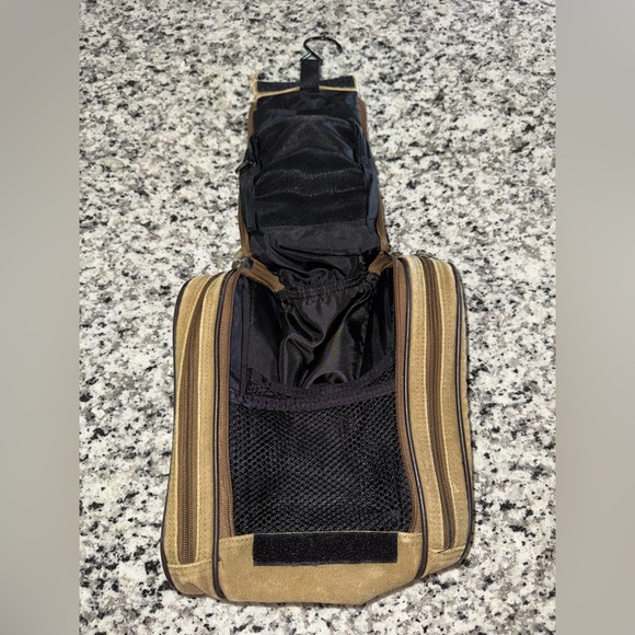 Columbia canvas leather neutral small Sage Travel Bag zip up multi-compartment - Picture 2 of 9